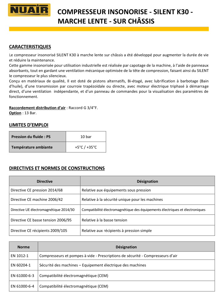 Compresseur à piston INSONORISE NUAIR A MARCHE LENTE + Cuve 500L GARANTIE 2 ANS – Image 3