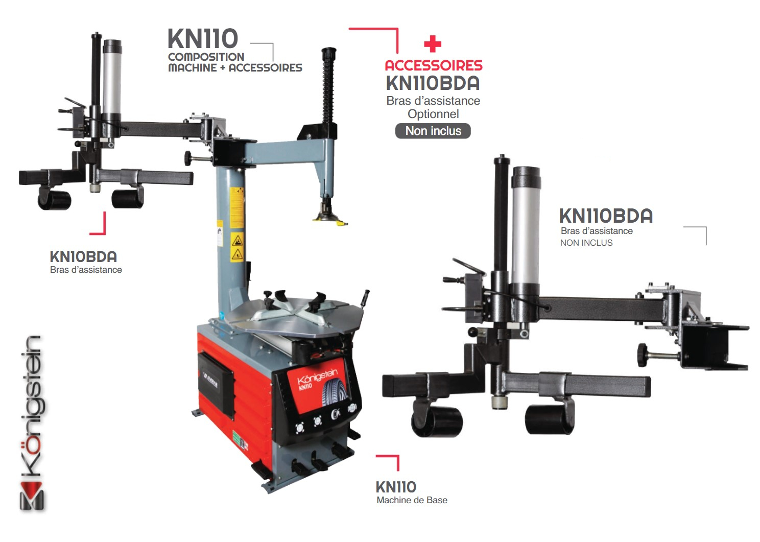 DÉMONTE-PNEU SEMI-AUTOMATIQUE 24″ + Bras d'assistance – Königstein - KN110BDA – Image 2
