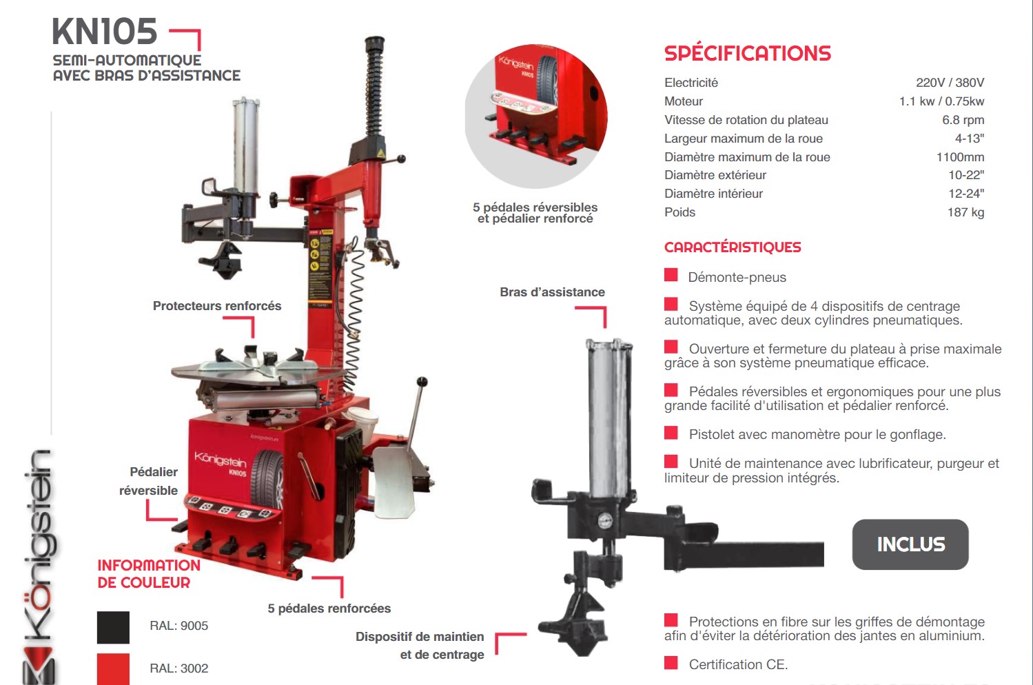 DÉMONTE-PNEU SEMI-AUTOMATIQUE 24" - Königstein KN105 – Image 2