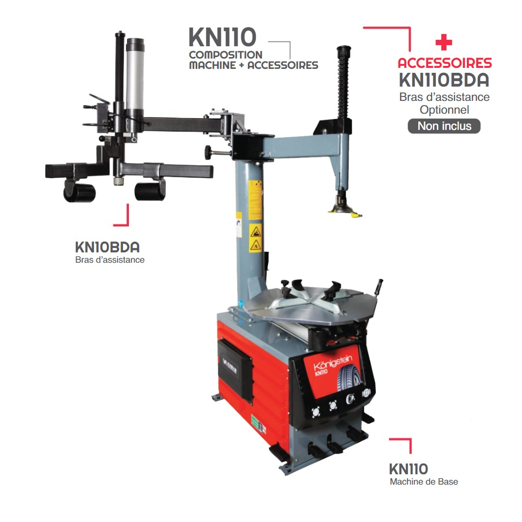 DÉMONTE-PNEU SEMI-AUTOMATIQUE 24″ + Bras d'assistance – Königstein - KN110BDA