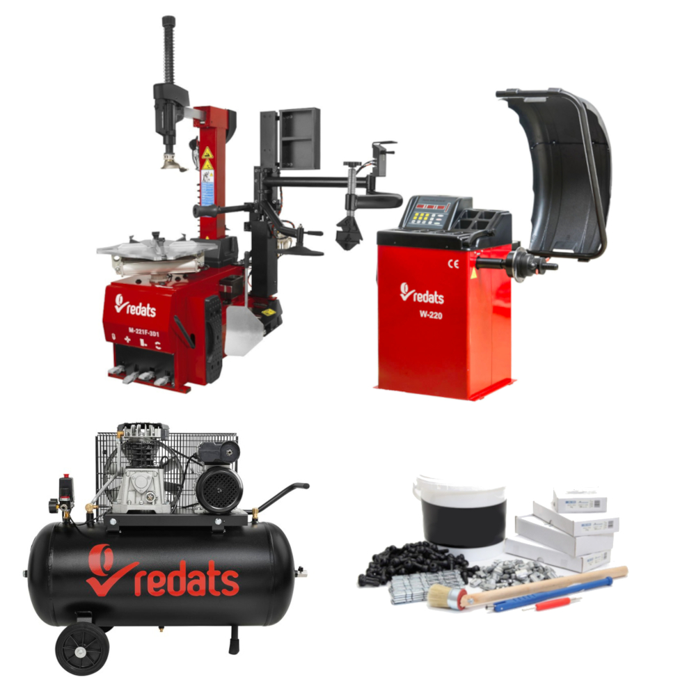 Démonte-pneu et équilibreuse + Compresseur 100L / PACK ATELIER & kit de démarrage essentiel offert ! - Redats
