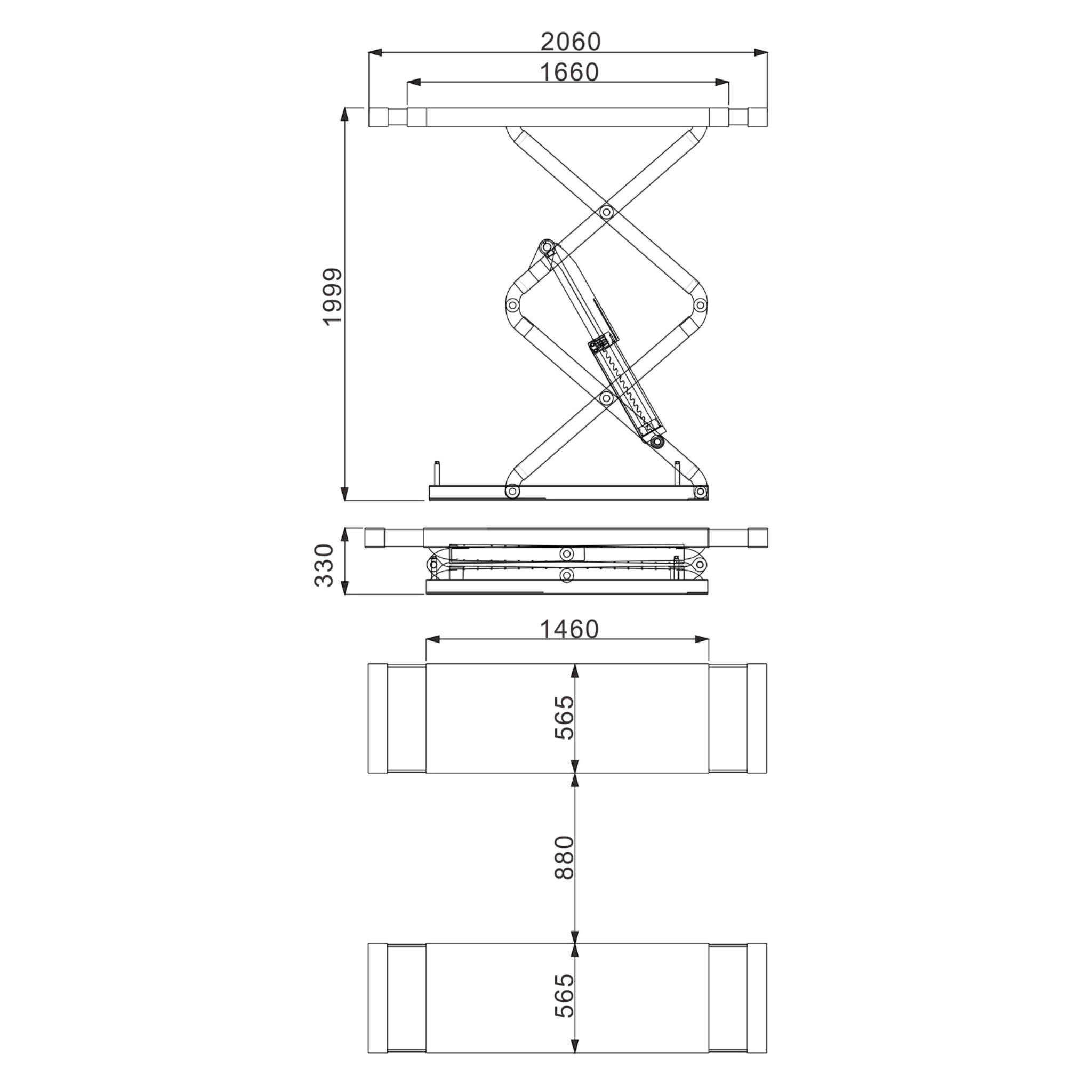 PONT ÉLÉVATEUR À DOUBLE CISEAUX - À ENCASTRER 4T - Hauteur 2m - Königstein KN3640E – Image 4