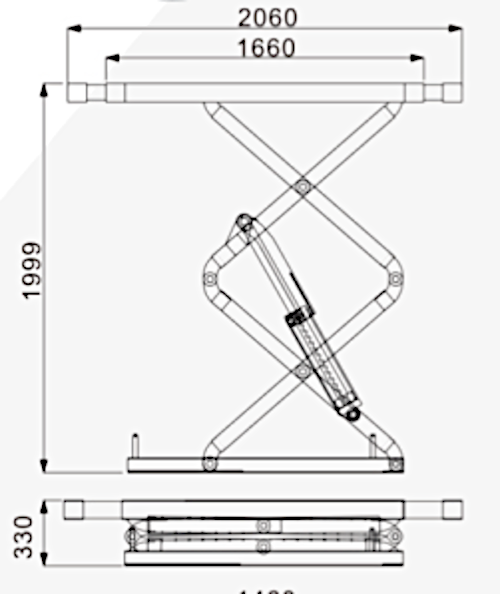 PONT ÉLÉVATEUR À DOUBLE CISEAUX - À ENCASTRER 4T - Hauteur 2m - Königstein KN3640E – Image 6