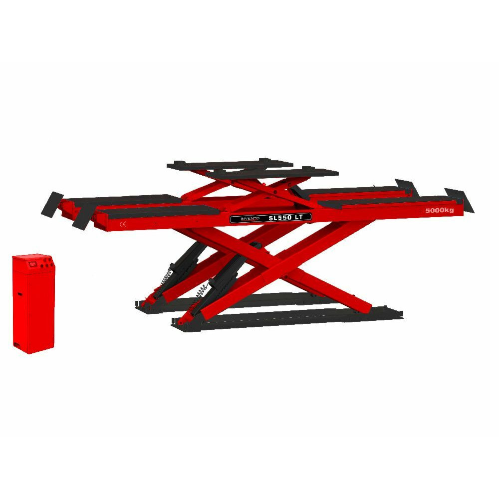 Pont élévateur ciseaux géométrie 5m - 5T - avec élévateur auxiliaire intégré - INVENTO SL 550 LT