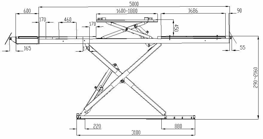 Pont élévateur ciseaux géométrie 5m60 – 5T – avec élévateur auxiliaire intégré 4T - INVENTO SL 550 LT – Image 5