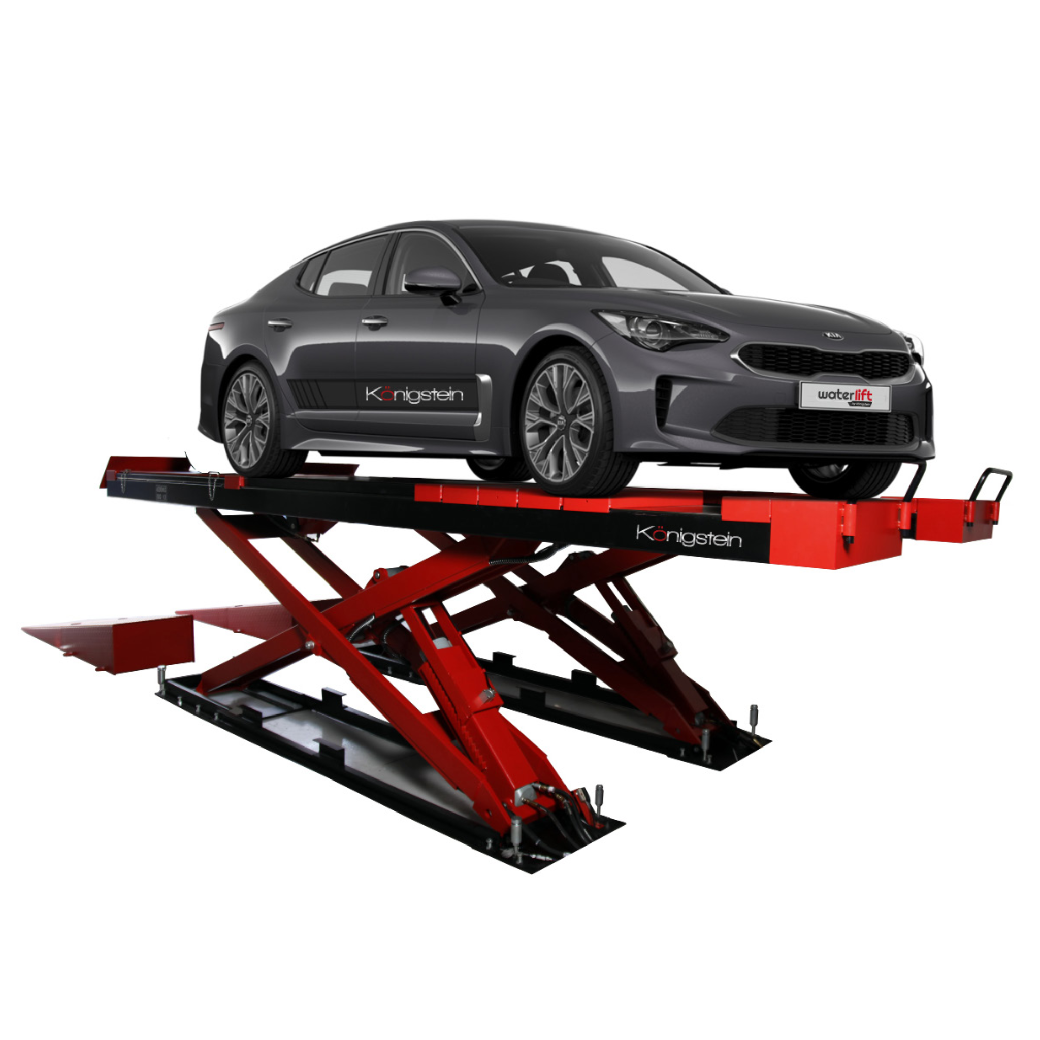 Pont élévateur à double ciseaux - A encastrer - avec élévateur auxiliaire intégré - 4200 Kg - Königstein KN3642DT