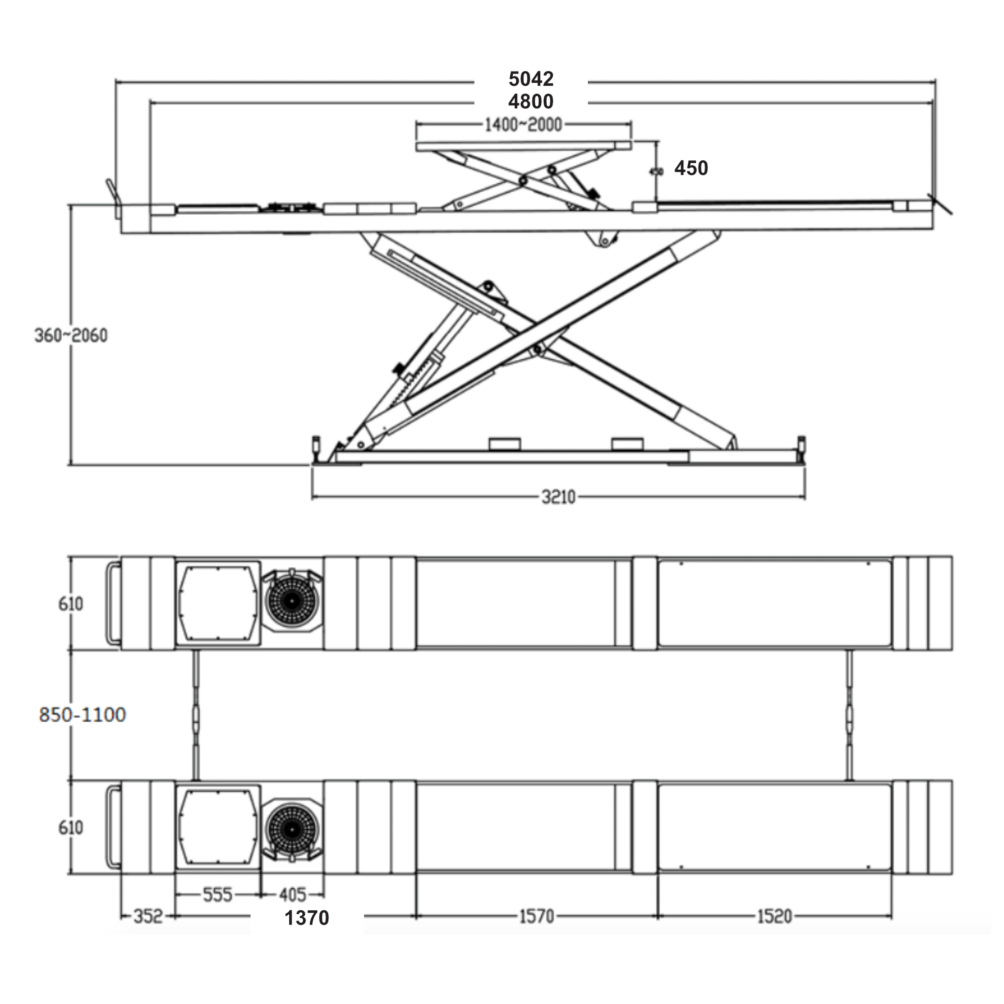 Pont élévateur à double ciseaux - A encastrer - avec élévateur auxiliaire intégré - 4200 Kg - Königstein KN3642DT – Image 5