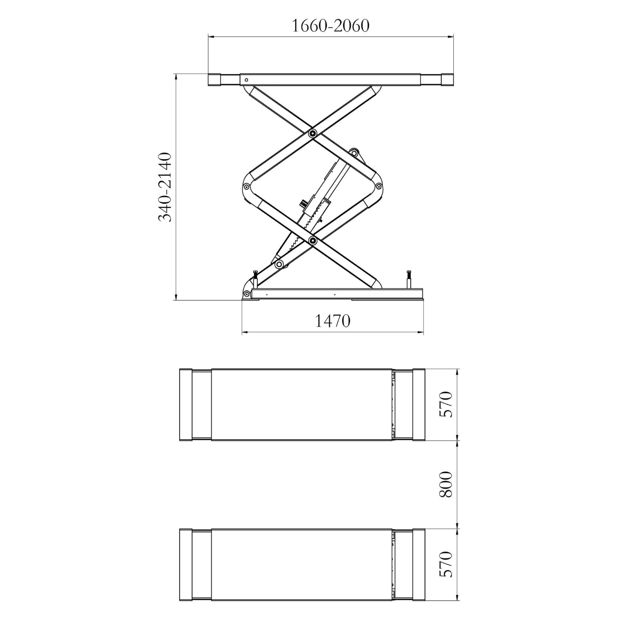 PONT ÉLÉVATEUR À DOUBLE CISEAUX - À encastrer - 3.5T - hauteur 2,14m - Königstein KN3635E – Image 5